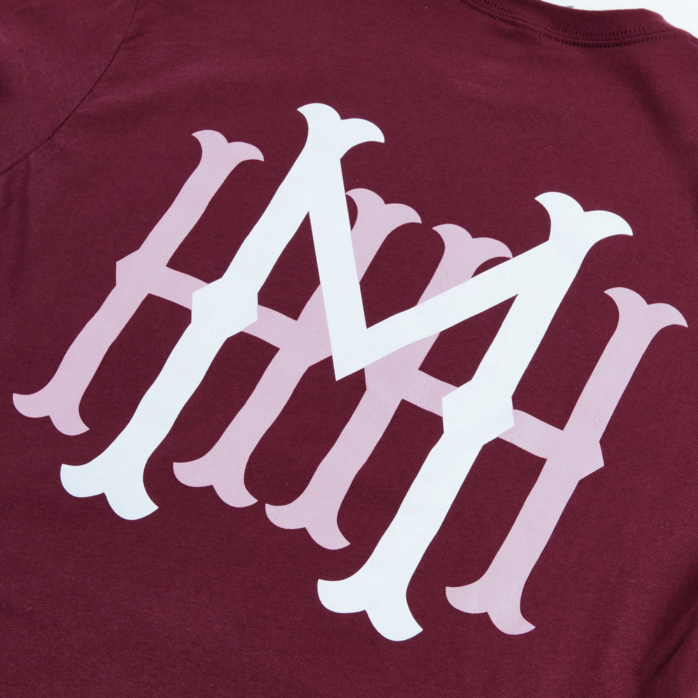 Burgundy Heritage Tee, MHH logo on the back