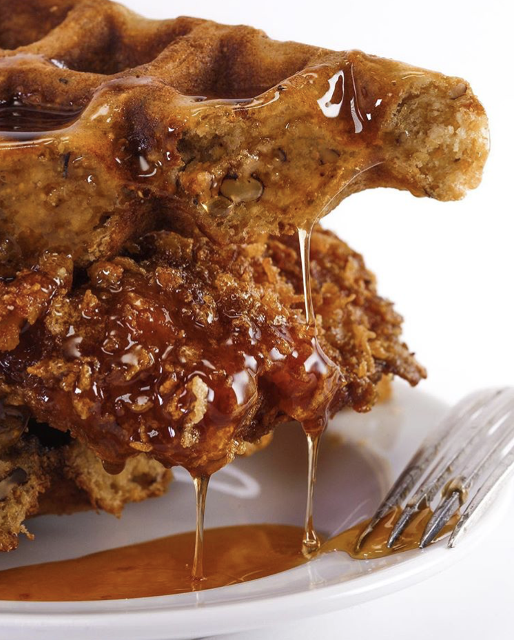 Rachael Ray's Cornflake Fried Chicken & Waffles with Pecans