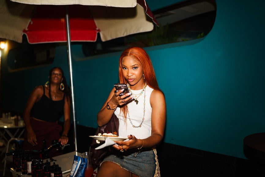 Food served at the first B-EATS in New York City, drizzled with Mike's Hot Honey
