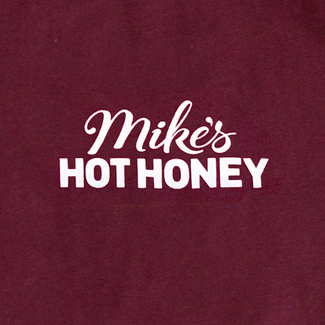 Mike's Honey Logo on burgundy t-shirt